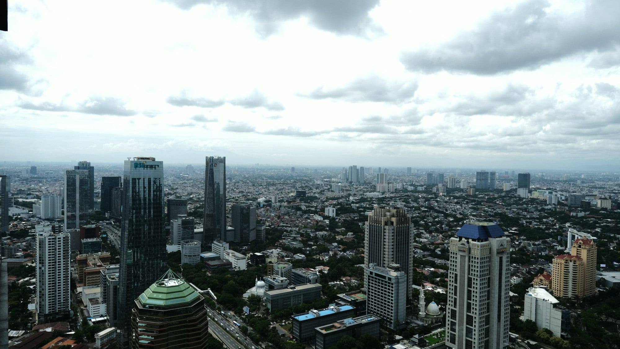 Foto udara gedung tinggi di Jakarta